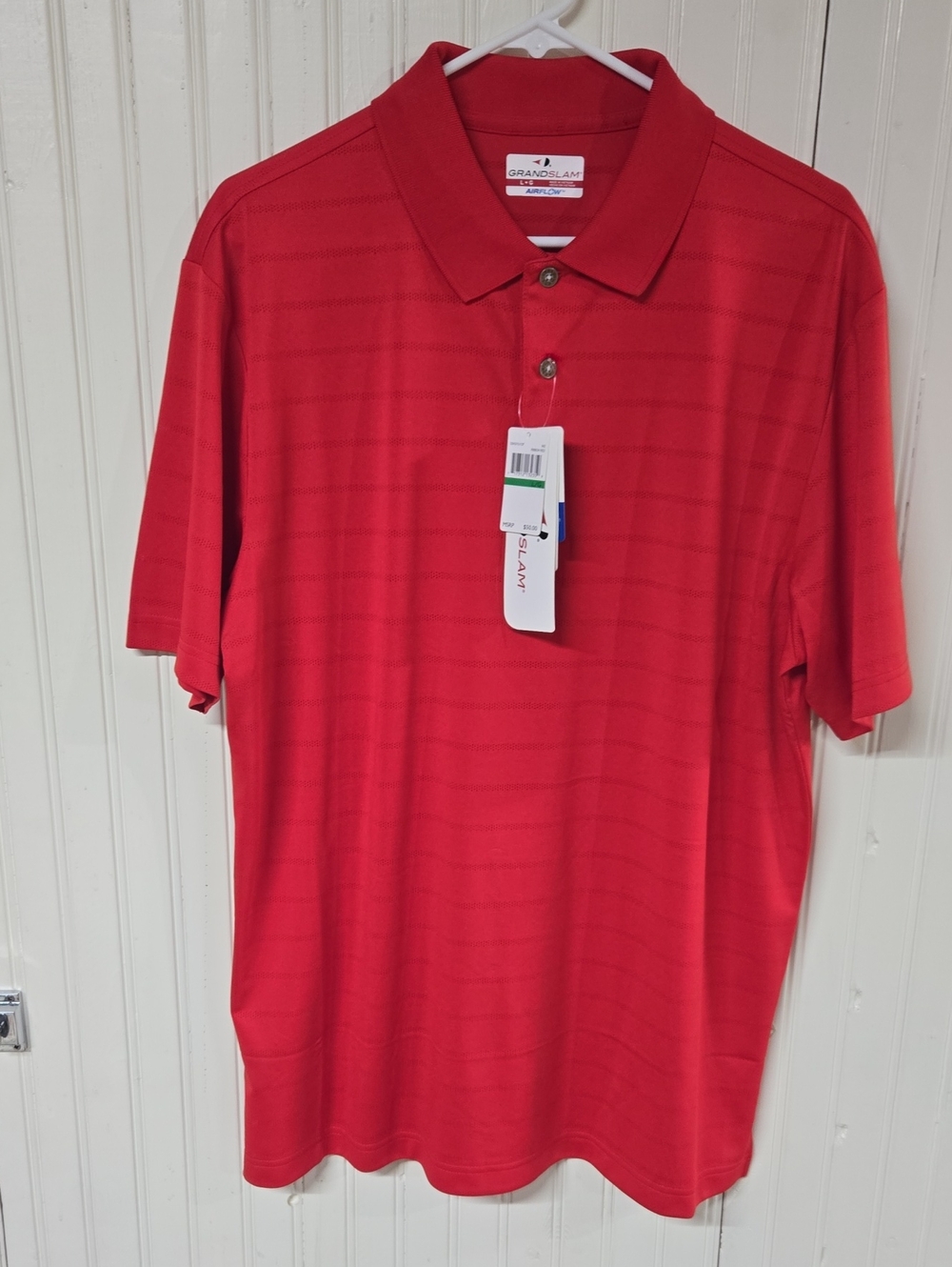 Grand Slam Men's Bright Red Polo with Subtle Stripe